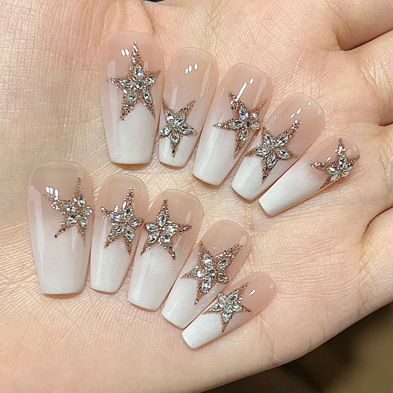 Elegant Press-On Nail Set with Glitter and Gloss Finish Kalsten