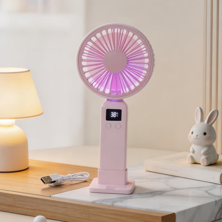 Ladies portable USB fan with digital speed display and ergonomic design Kalsten