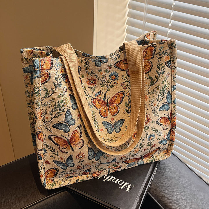Floral Patterned Fabric Tote Bag