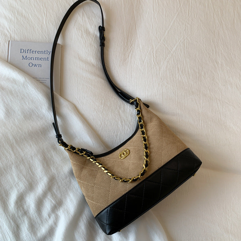 Quilted Suede Shoulder Bag Kalsten