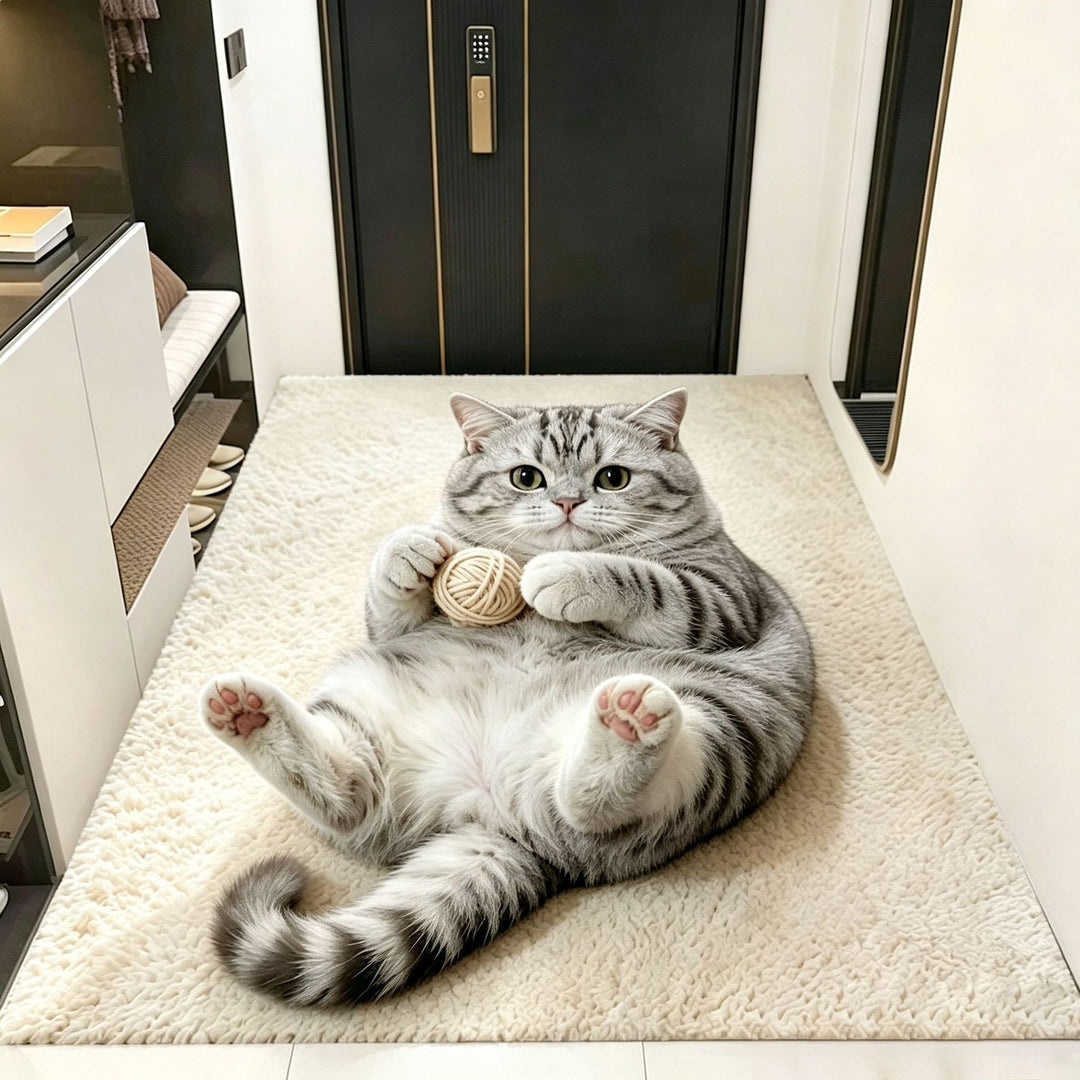 Plush Cat-Themed Area Rug