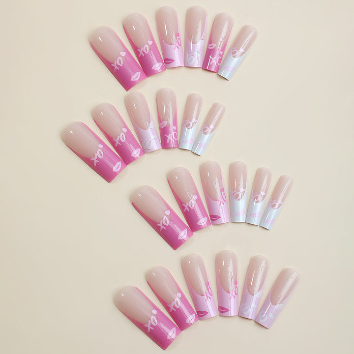 Artistic Press-On Nails Set with Elegant Gradient Design kalsten