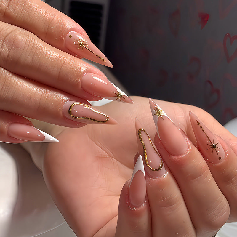Acrylic nail set with glamorous rhinestones and decorative elements Kalsten