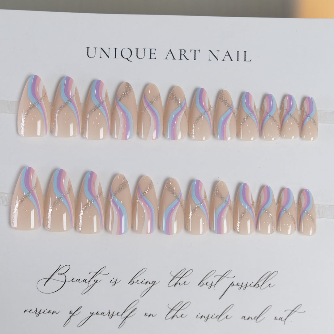 Artistic Press-On Nails with Abstract Design