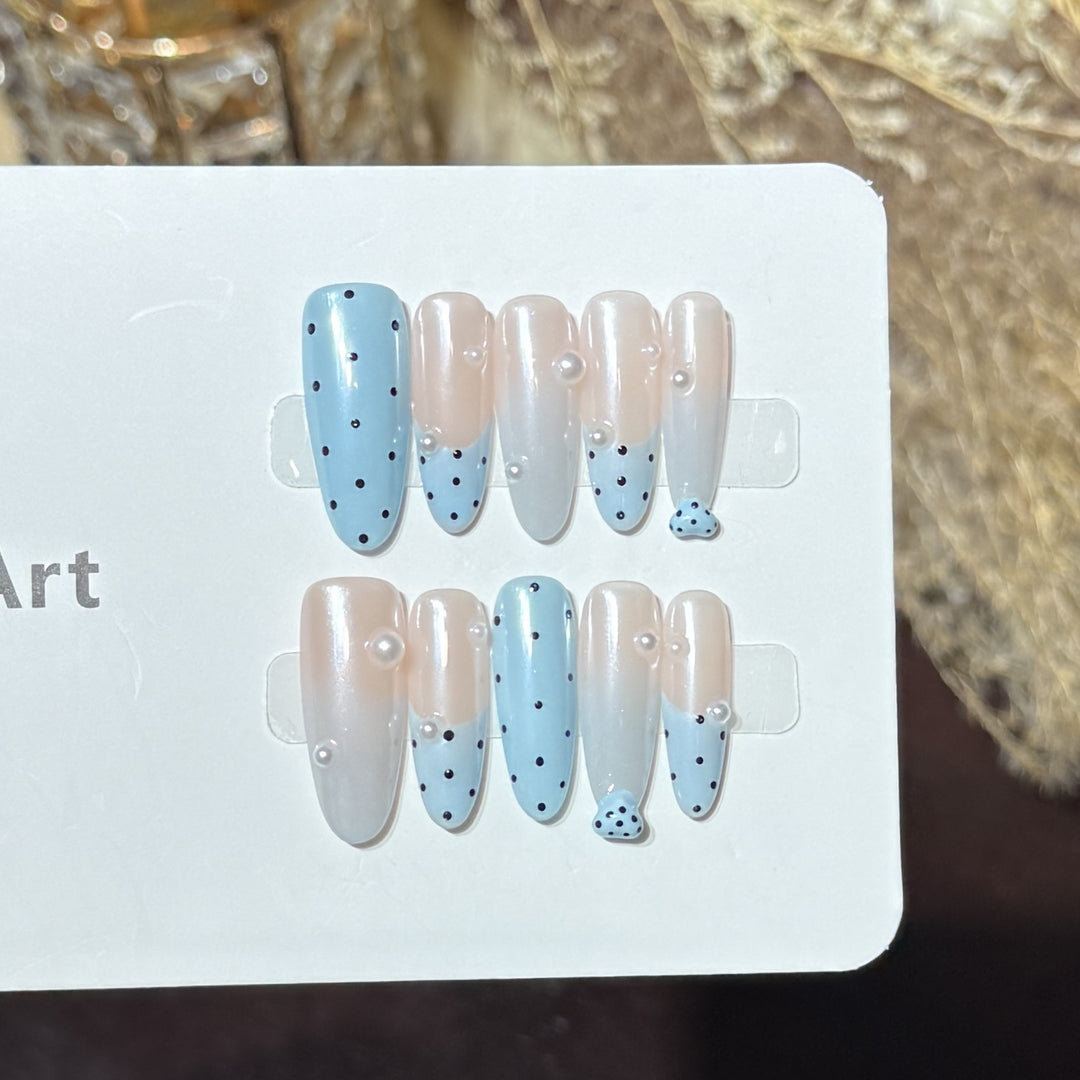 Decorative Press-On Nail Set with Unique Dot Design Kalsten