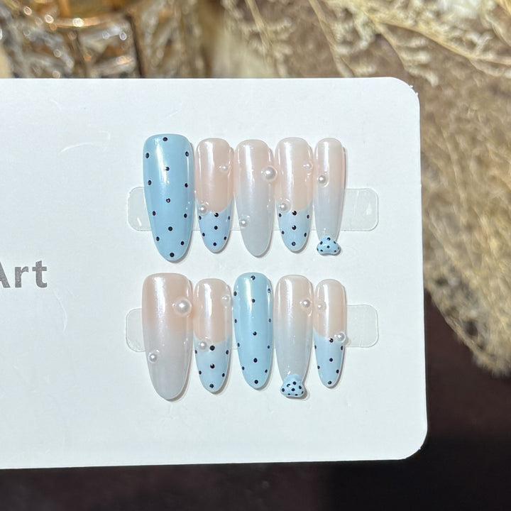 Decorative Press-On Nail Set with Unique Dot Design Kalsten
