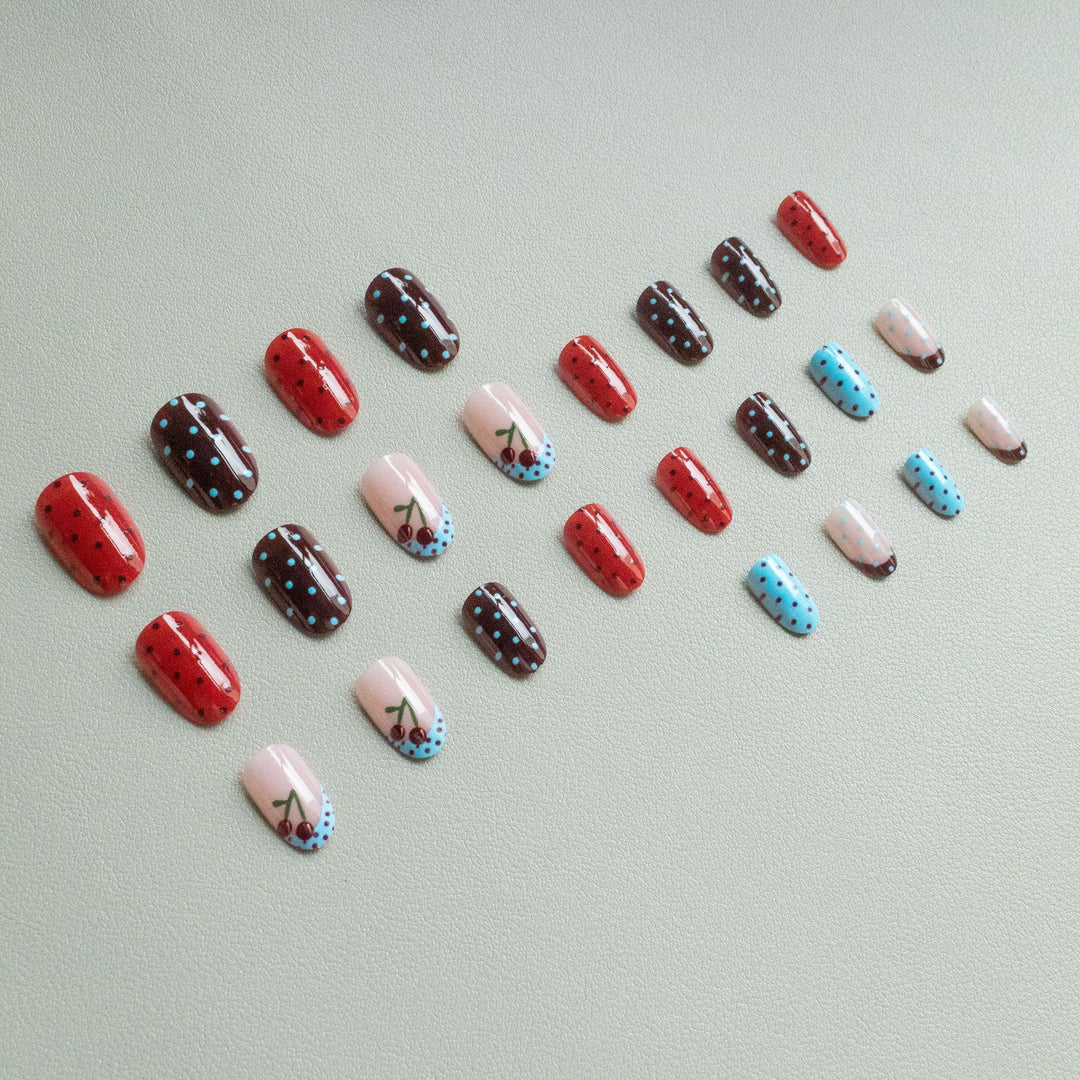 Artistic Cherry-Themed Nail Art Set