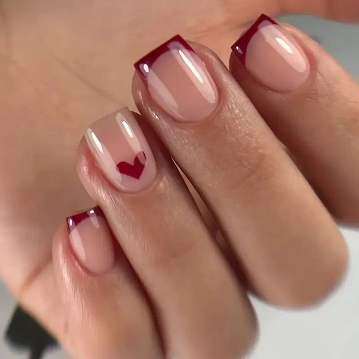 Elegant Heart-Embellished Nail Art Design Kalsten