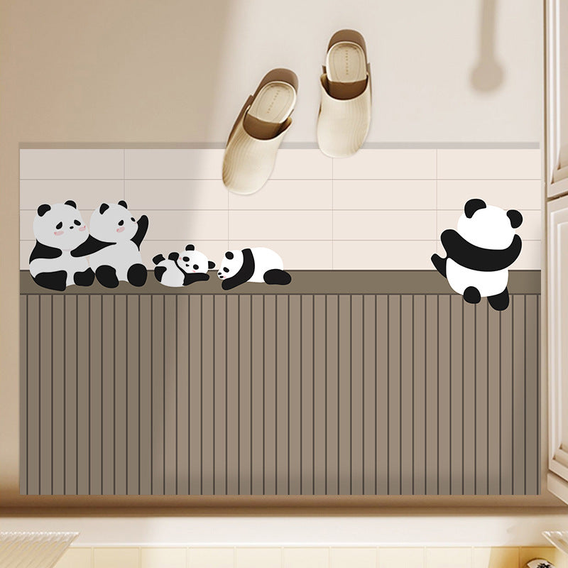 Playful Panda-Themed Bathroom Mat
