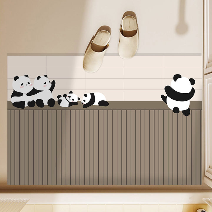 Playful Panda-Themed Bathroom Mat