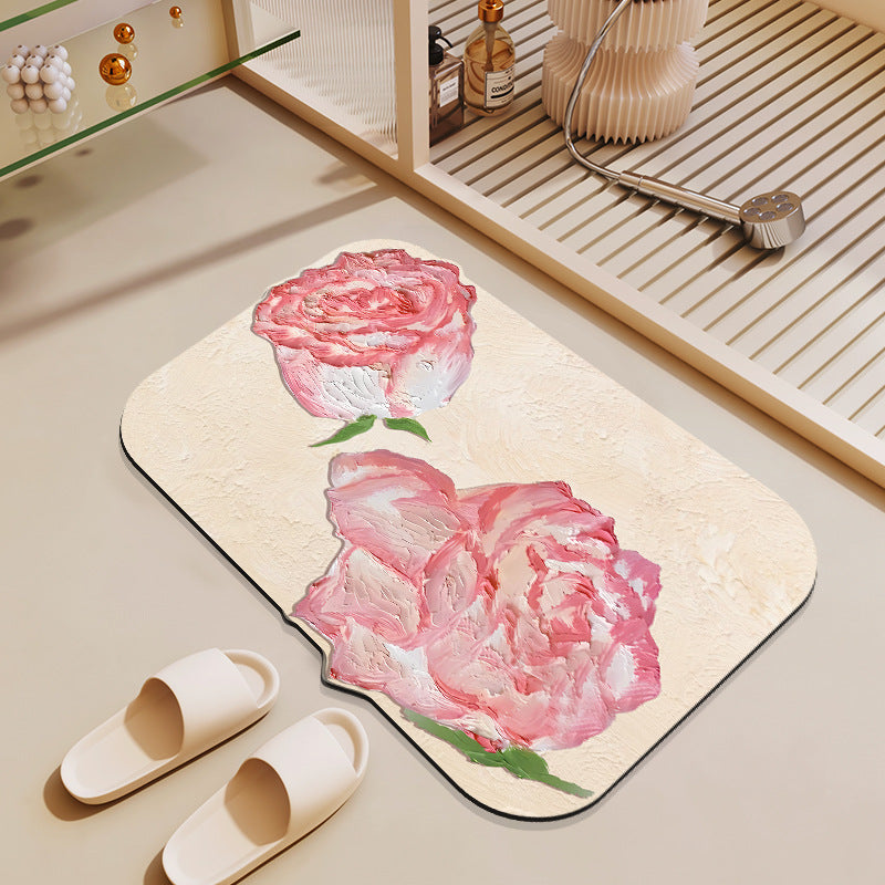 Floral-Themed Bath Mat