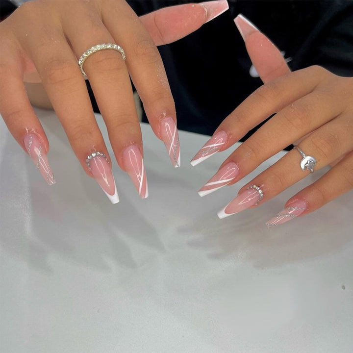 Glamorous Glittery Stiletto Press-On Nails Kalsten