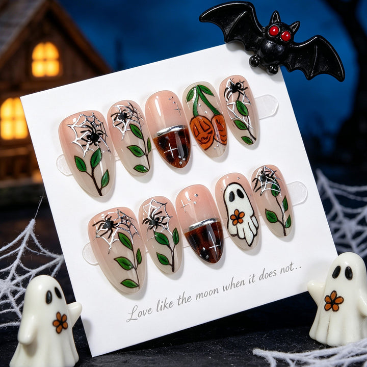 Halloween-Themed Decorative Press-On Nail Art Set