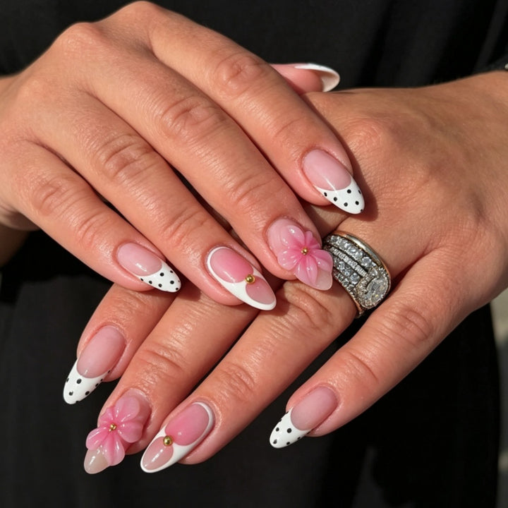 Decorative Floral Gel Nail Tips