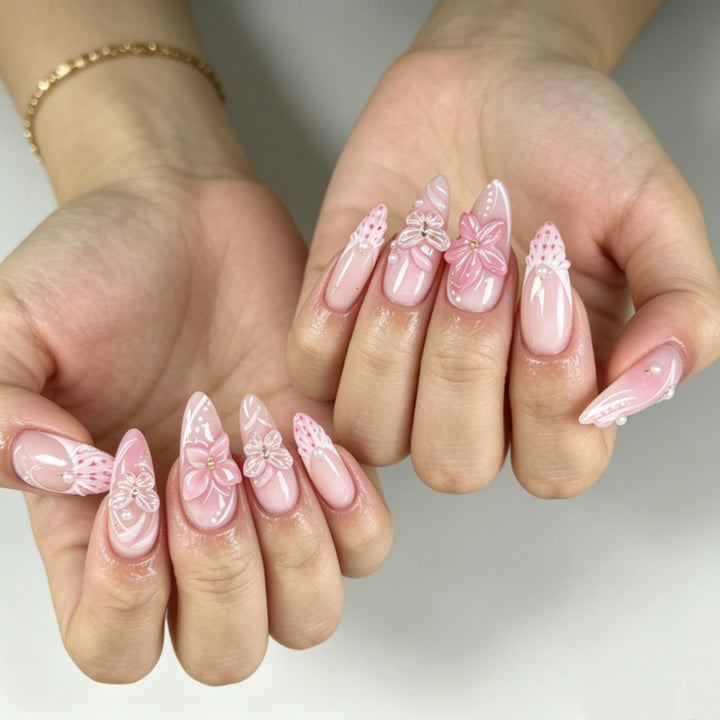 Floral Artistic Press-On Nails Set Kalsten