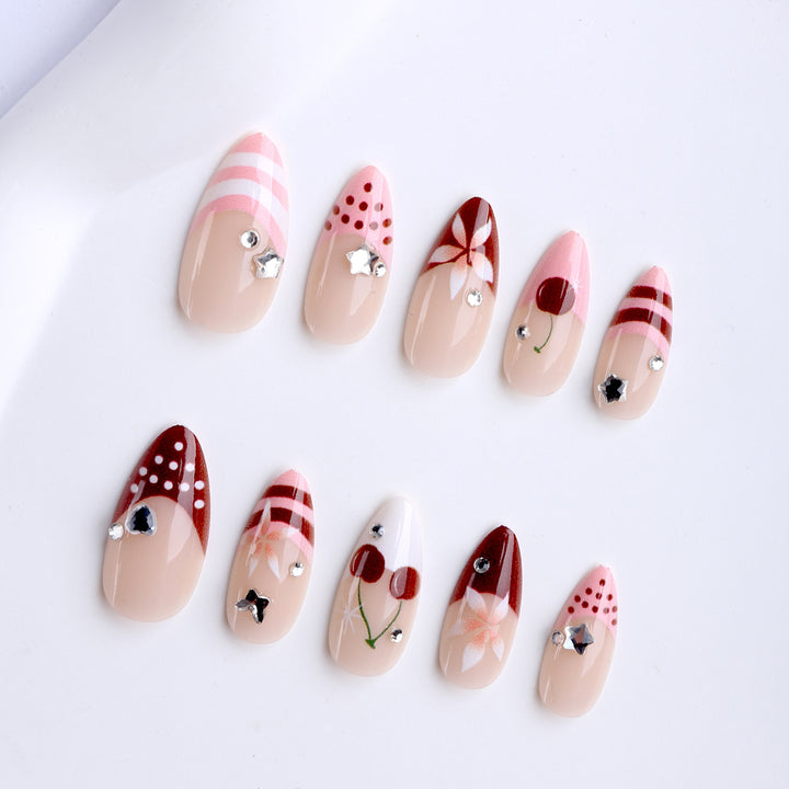 Artificial nails with creative fruit and flower designs Kalsten