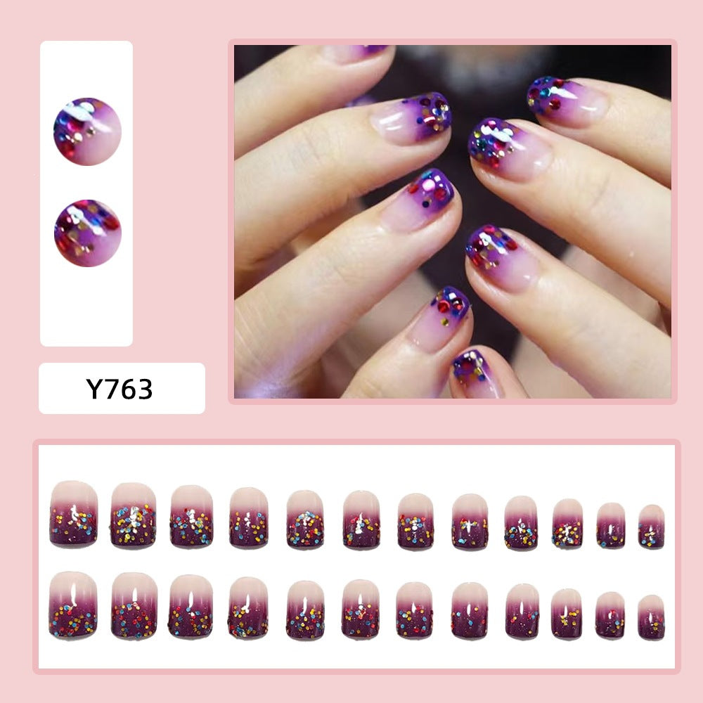 Artificial nails with glitter gradient and colorful accent Kalsten