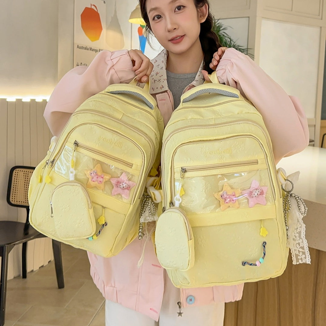 Decorative Floral-Embossed Backpack Kalsten