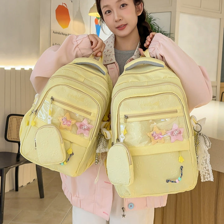 Decorative Floral-Embossed Backpack Kalsten