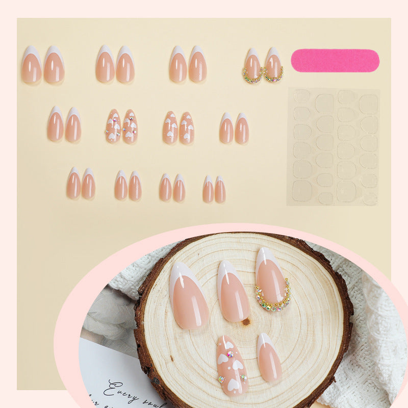 Acrylic Nail Set with Creative Heart and Glitter Motif Kalsten