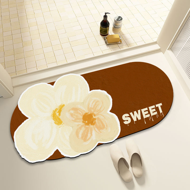 Floral Print Oval Area Mat
