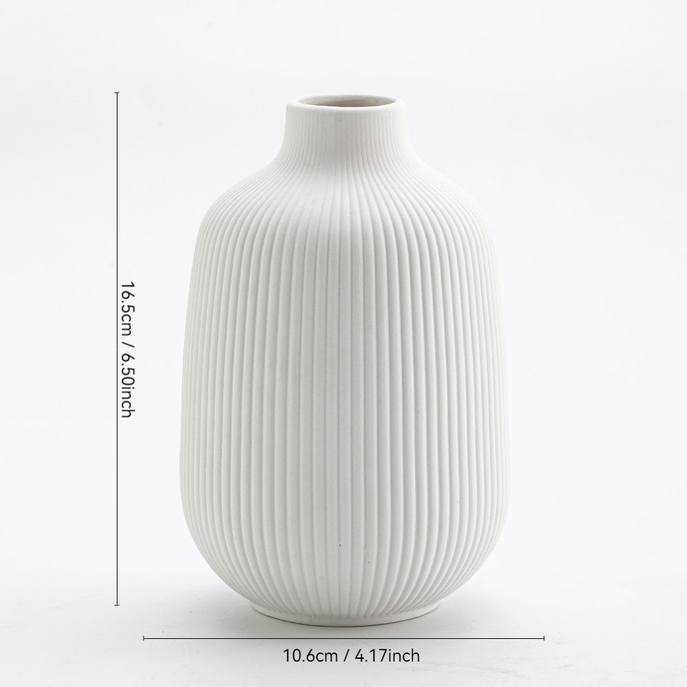 Textured Rippled Ceramic Vase