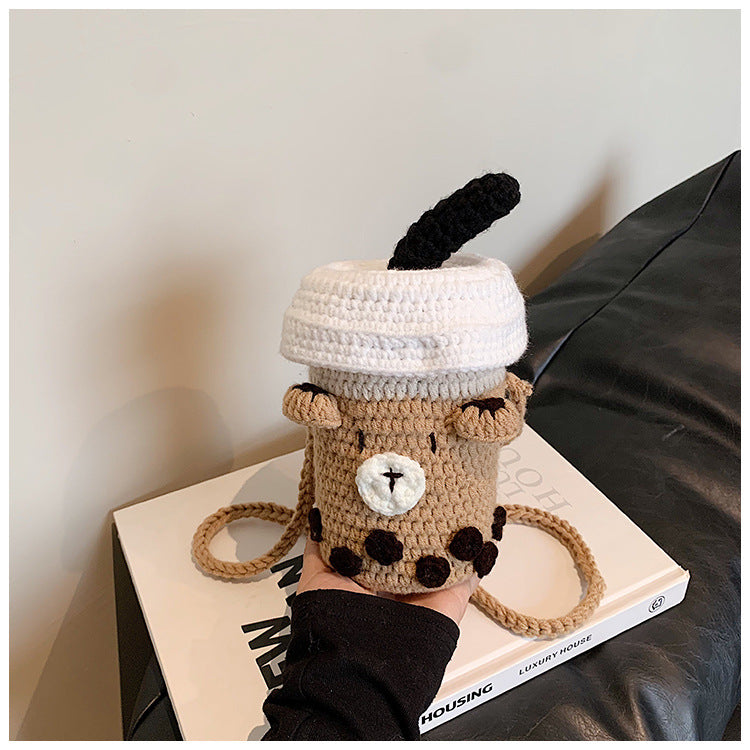 Cute Crochet Drink-Themed Mini Handbag