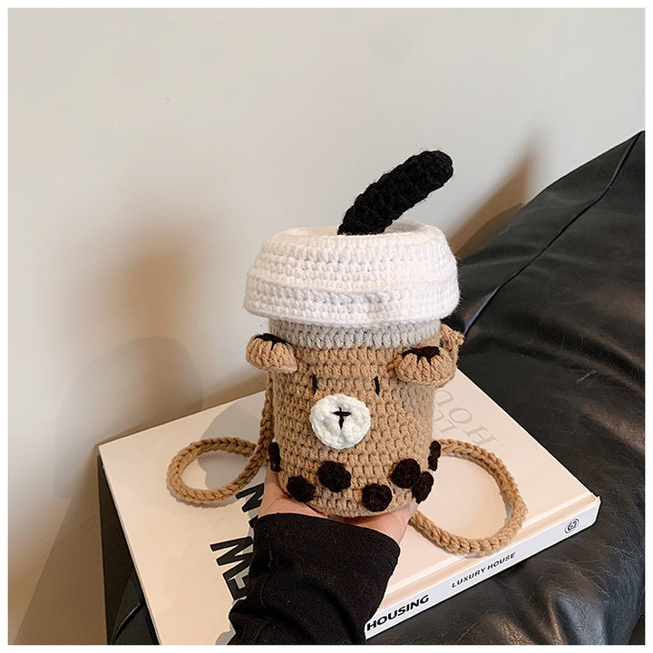 Cute Crochet Drink-Themed Mini Handbag