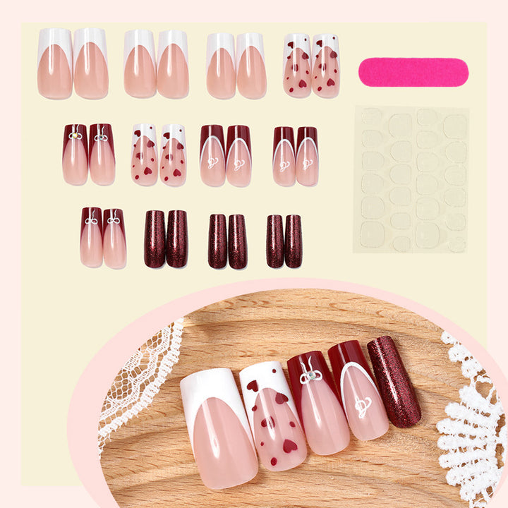 Creative Nail Art Set with Heart and Glitter Accents Kalsten