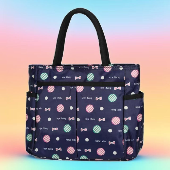 Multi-Pocket Candy Print Tote Bag Kalsten