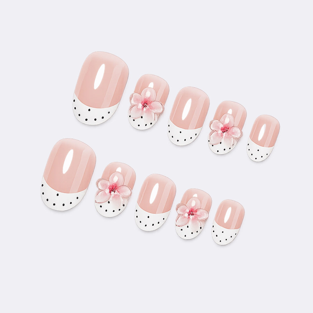 Artificial nail set with floral and dotted design Kalsten