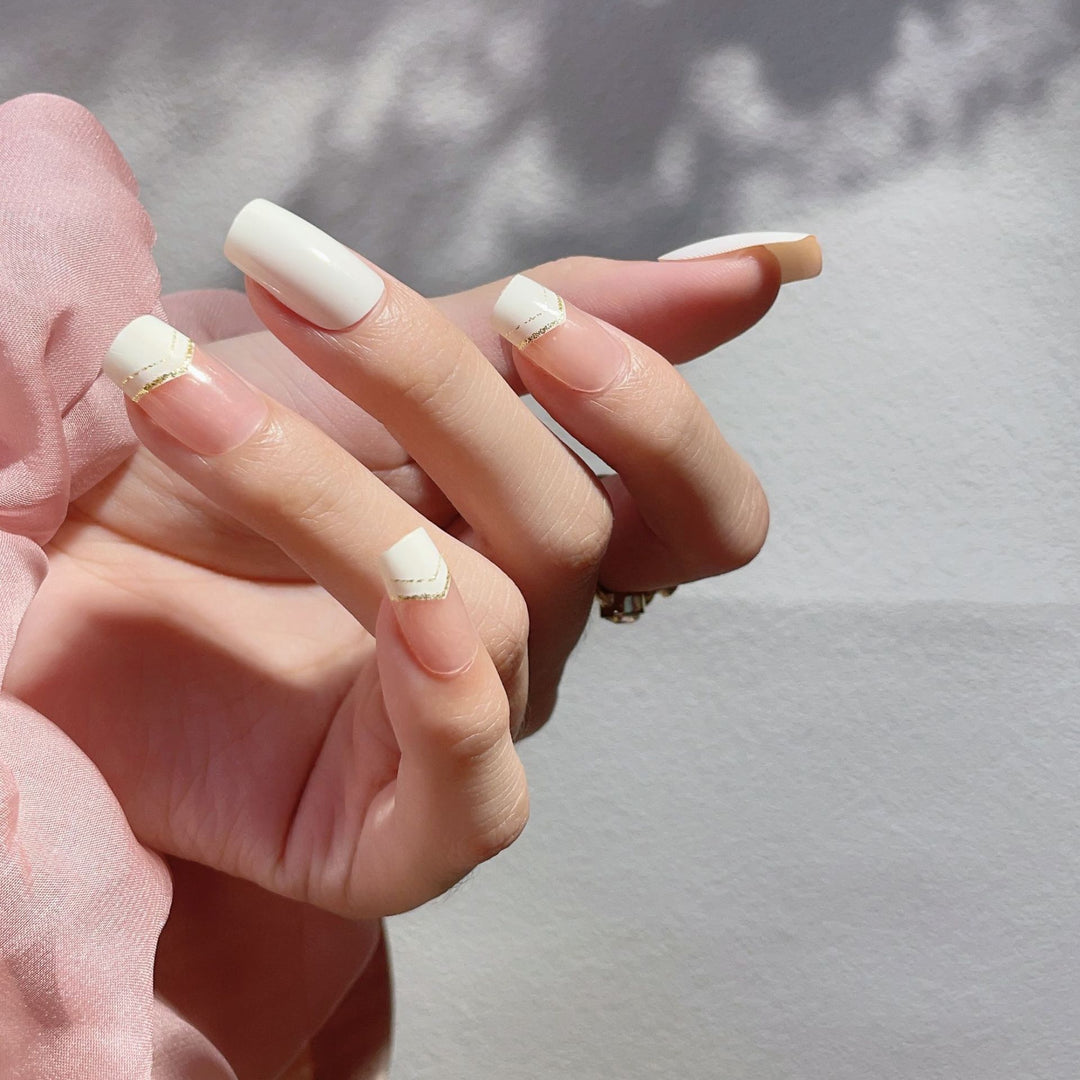 Elegant Press-On Nail Tips Set with Geometric Accents