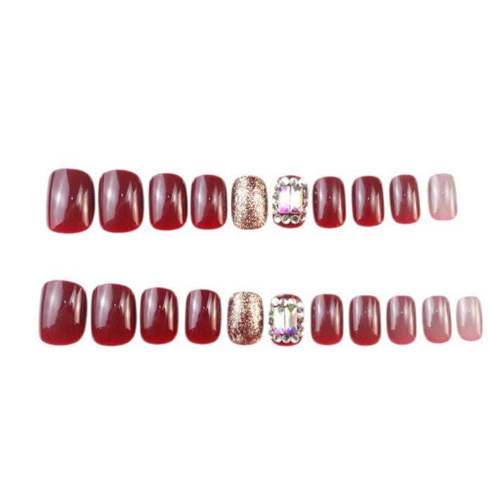 Glamorous Press-On Nail Set with Glitter and Rhinestone Accents Kalsten