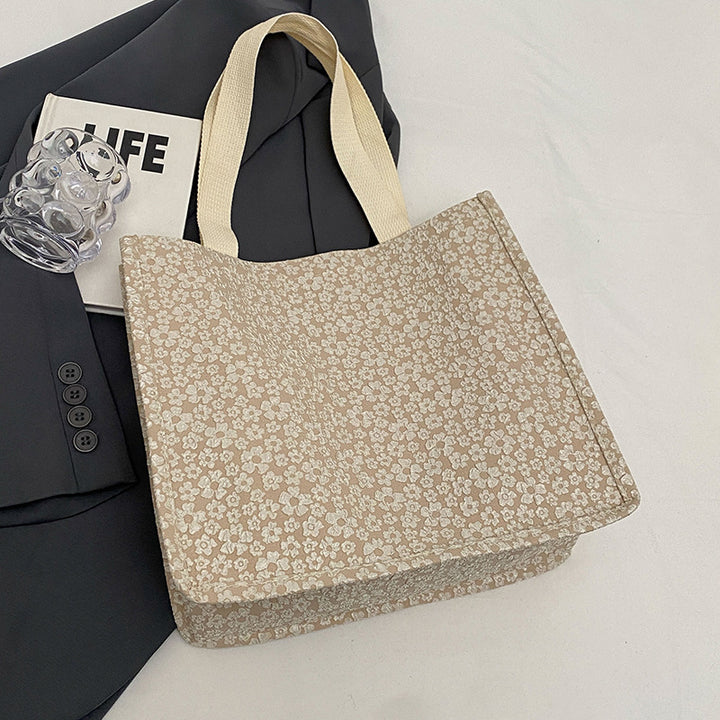 Floral Print Canvas Tote Bag