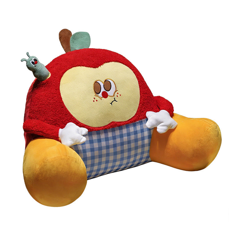 Cozy ergonomic seat and back support cushion in apple character with side armrests