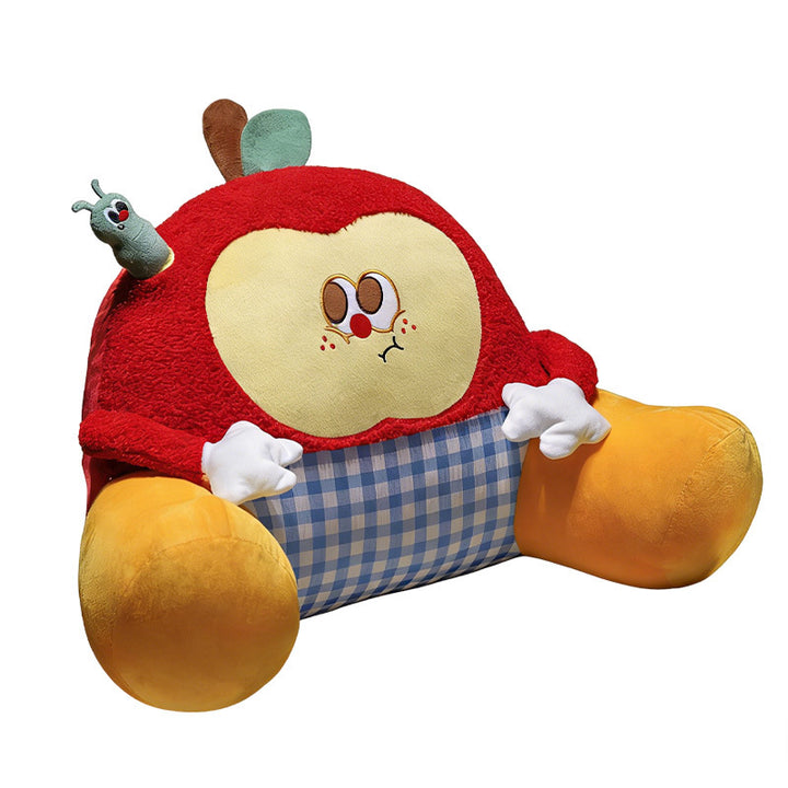 Cozy ergonomic seat and back support cushion in apple character with side armrests