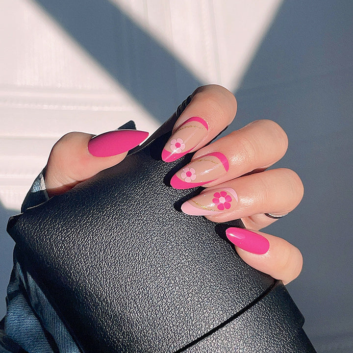 Artistic Floral Accent Stiletto Press-On Nails Kalsten