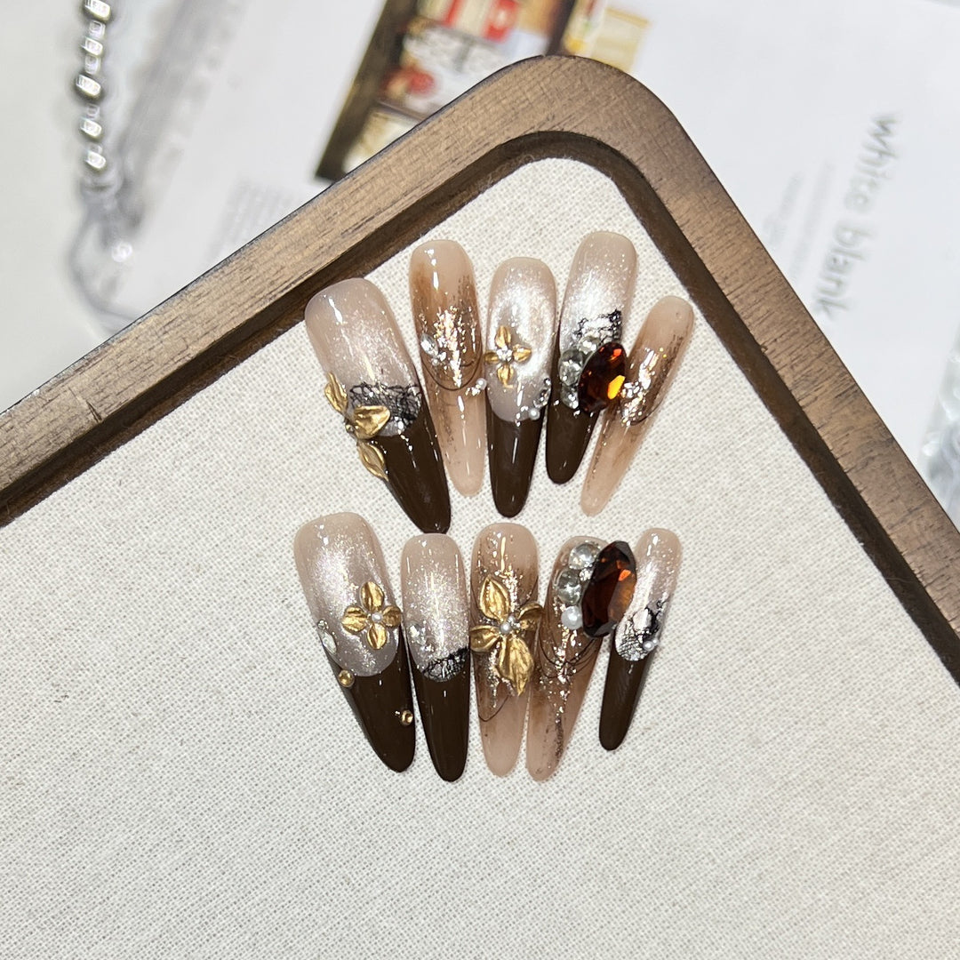 Elegant Stiletto Press-On Nail Set with Glamorous Embellishments Kalsten