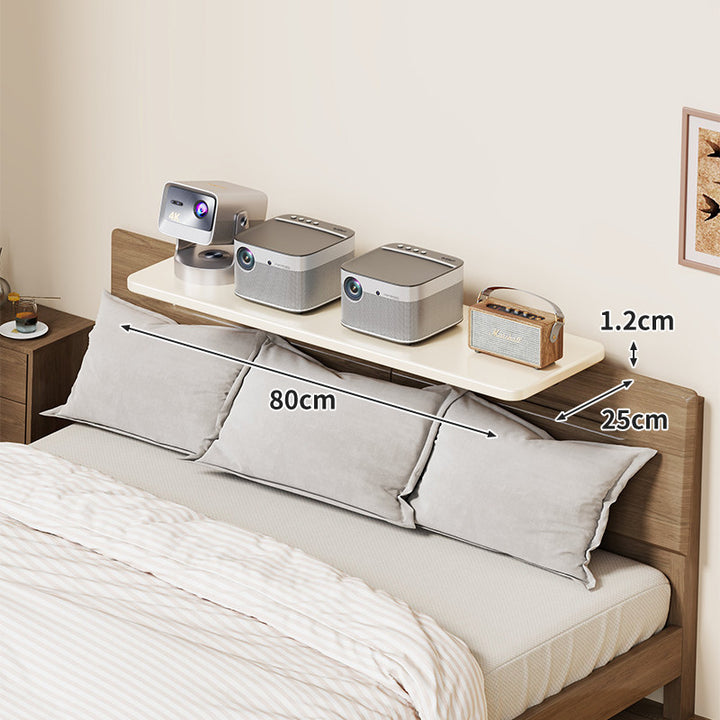 Wall-Mounted Slim Floating Headboard Shelf with Rounded Corners and Concealed Brackets