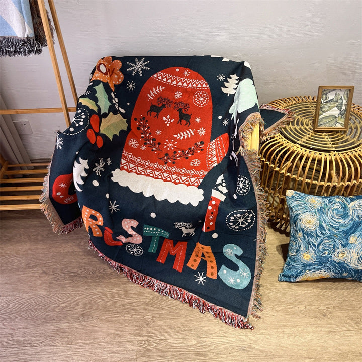 Festive Holiday-Themed Woven Throw Blanket