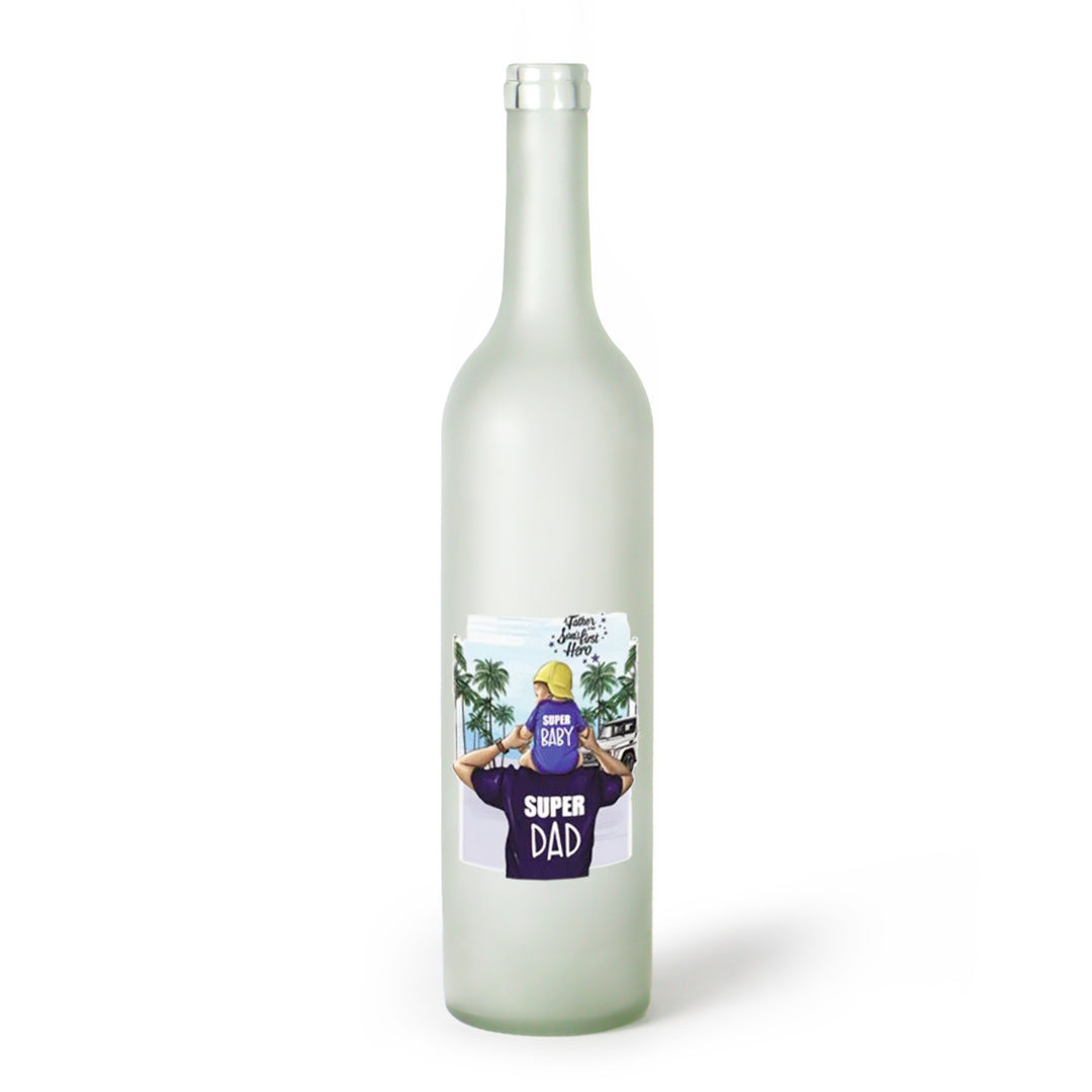 Decorative Frosted Glass Bottle Vase With Fashion Collage Decal