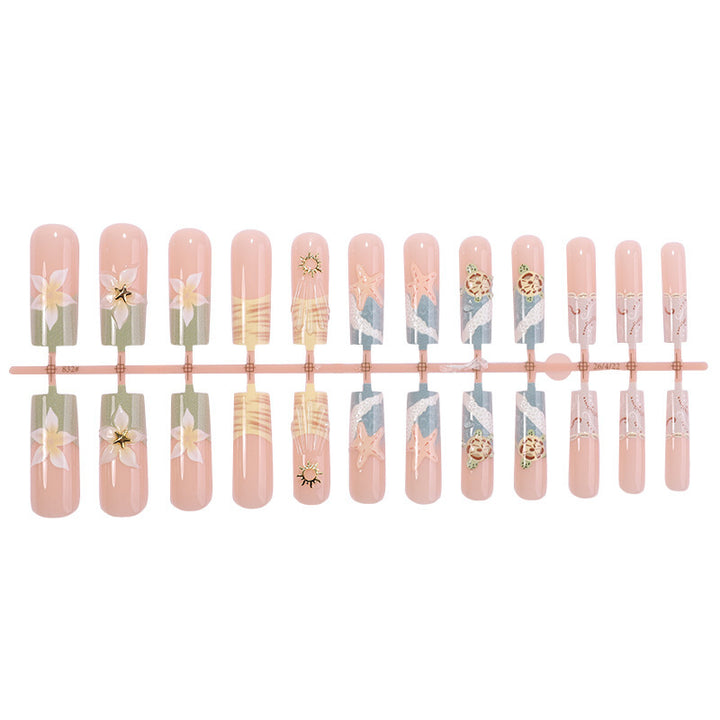 Artificial nail set with floral and maritime patterns Kalsten