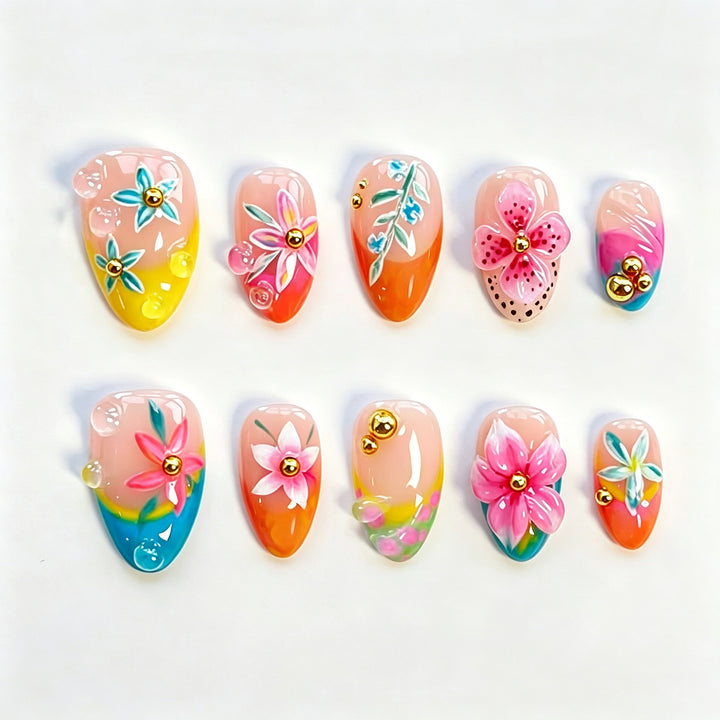 Decorative Floral Art Press-On Nails Kalsten