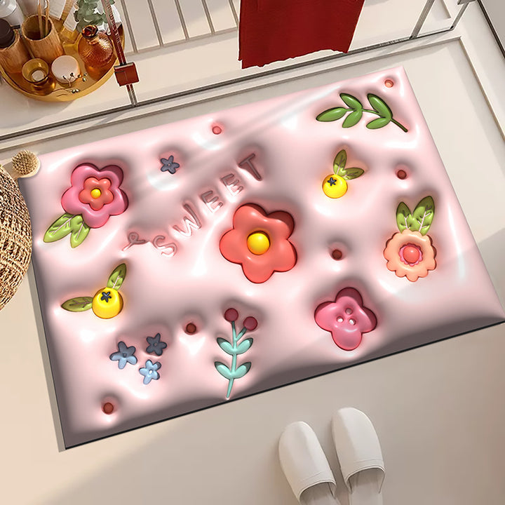 Floral Pattern Bath Mat for Bathroom