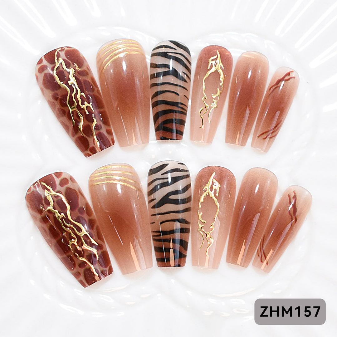Artistic Press-On Nail Set with Cherry Blossom Design Kalsten