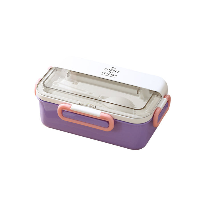 Multi-Compartment Lunch Box with Built-In Utensil Set