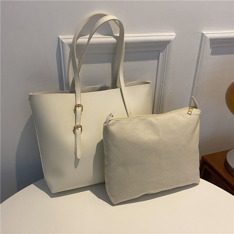 Elegant Structured Tote Bag with Removable Pouch