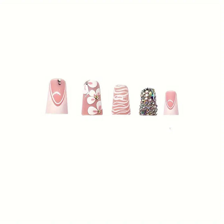 Glamorous 3D Floral Press-On Nail Art Kalsten