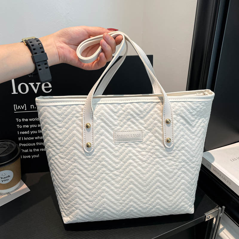 Textured Herringbone Pattern Tote Bag
