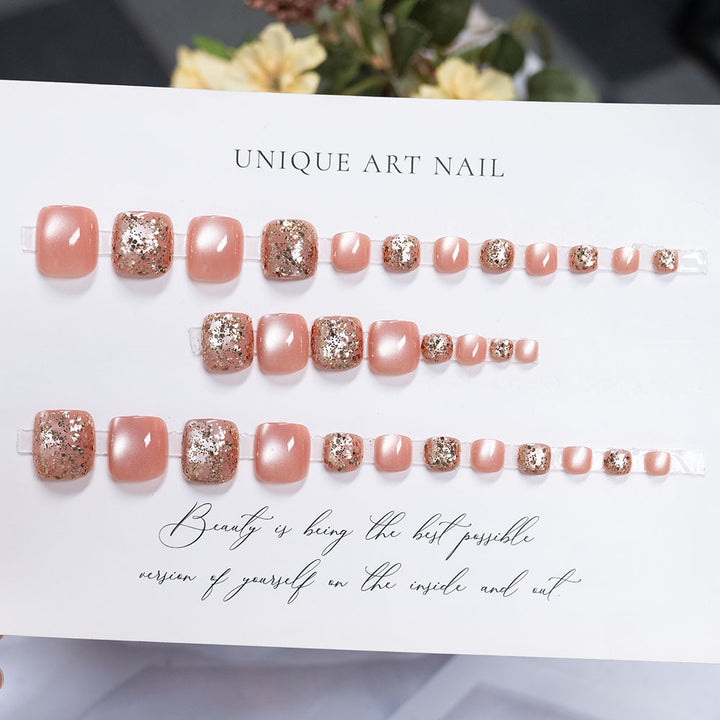 Rhinestone-Embellished Pedicure Nail Art
